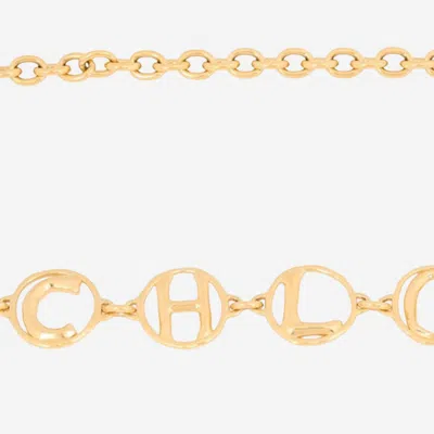 Chloé Script Logo Chain Belt Gold Tone In Gold