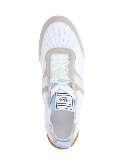 Chloé White Calf Leather Bos Taurus Athletic Sneakers In White