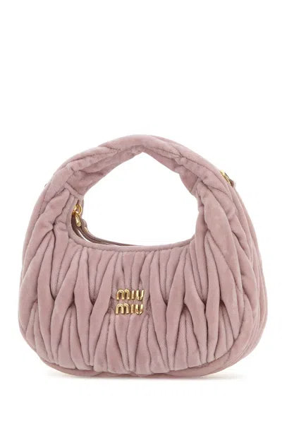 Miu Miu Pink Velvet Mini Wander Handbag In Pink