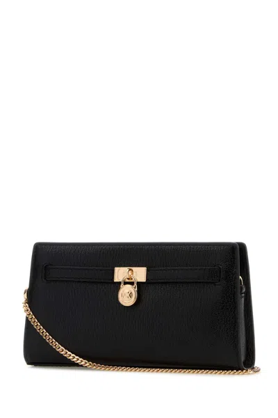 Michael Kors Black Leather Hamilton Crossbody Bag In Black