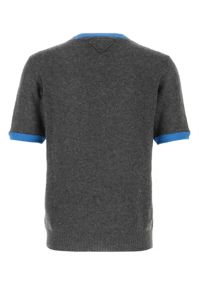 Prada Graphite Cashmere Sweater In Gray