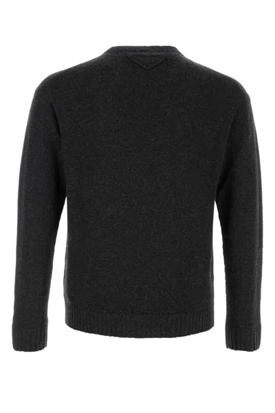Prada Charcoal Cashmere Blend Sweater In Gray