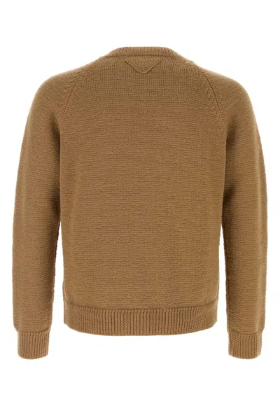 Prada Biscuit Wool Sweater In Brown