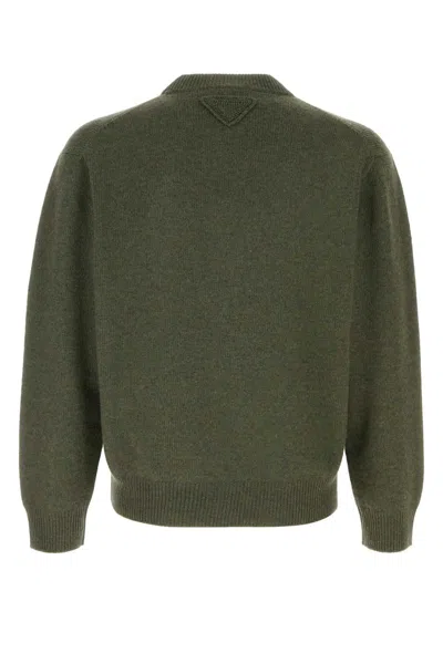 Prada Cashmere Crew Neck Sweater Long Sleeves In Green