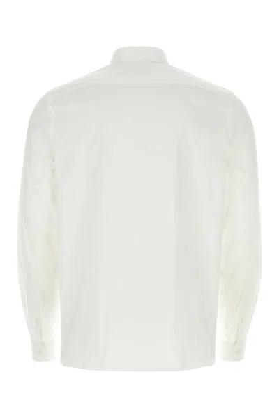 Prada Double-breasted Stretch Poplin Shirt In White