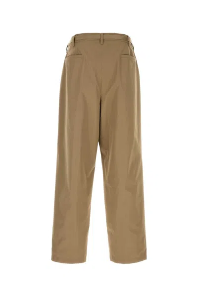 Prada Straight Leg Technical Fabric Trousers Belt Loops In Brown
