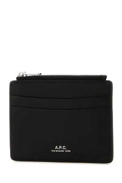 Apc Black Leather Paris Card Holder In Black