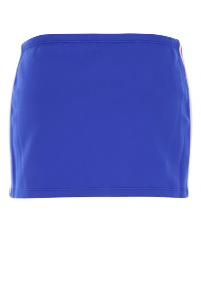 Miu Miu Blue Stretch Nylon Mini Skirt In Blue