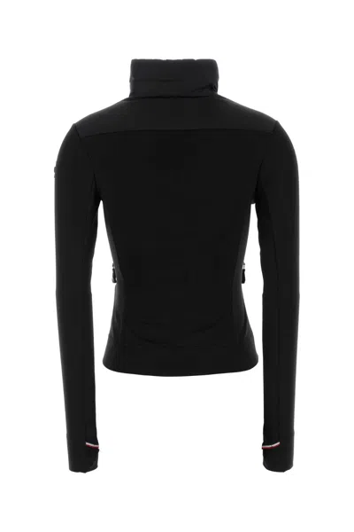 Moncler Quilted High Collar Long Sleeve Cardigan In Black