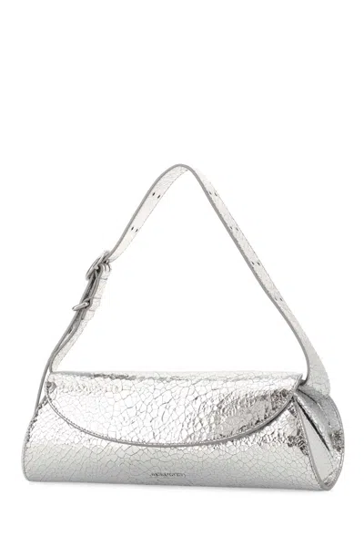 Jil Sander Silver Leather Cannolo Crossbody Bag