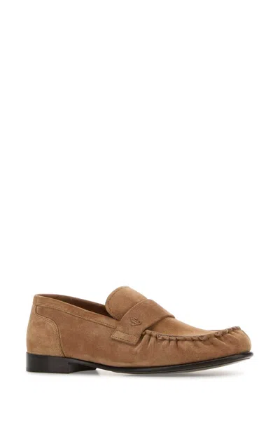 Jimmy Choo Camel Suede Ellis Loafers In Brown