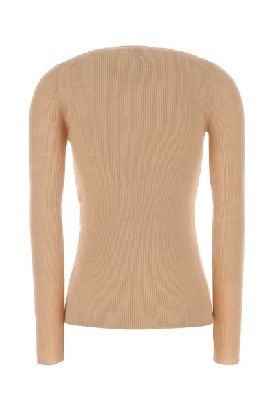 Chloé Wool V-neck Henley Top In Neutral