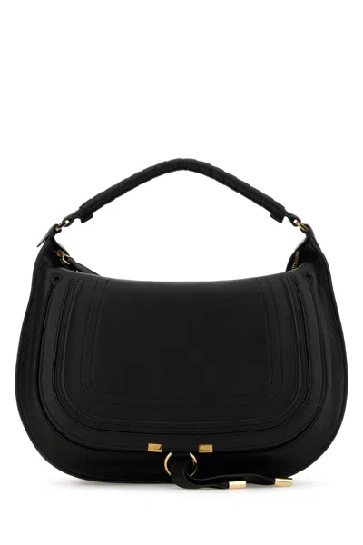 Chloé Black Leather Marcie Shoulder Bag In Black