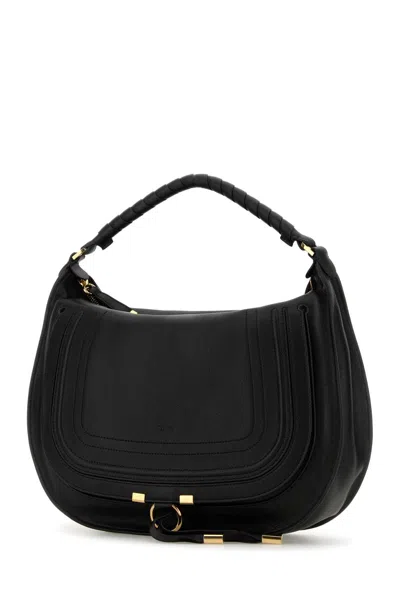 Chloé Black Leather Marcie Shoulder Bag In Black