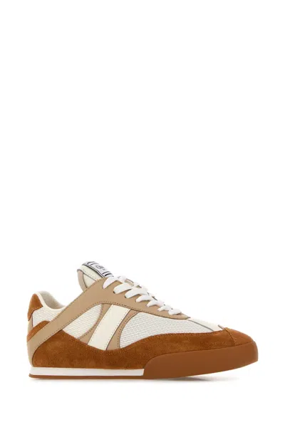Chloé Kick Brown And White Sneakers In Mesh And Leather In Multi