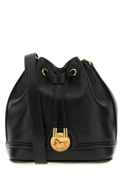Chloé Black Leather Bucket Bag In Black