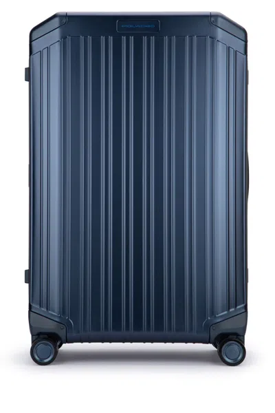 Piquadro Trolley Grande 4 Ruote In Alluminio E Pelle