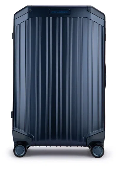 Piquadro Trolley Medio 4 Ruote In Alluminio E Pelle