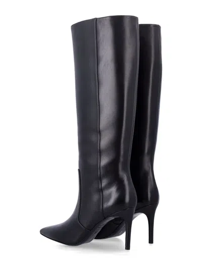 Stuart Weitzman Knee High Stiletto Pointed Toe Boot In Black