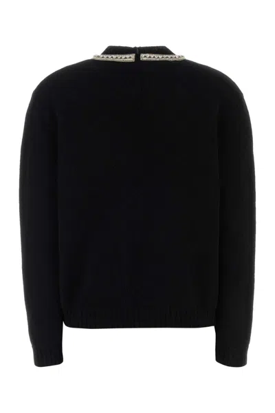 Valentino Wool Sweater Long Sleeves Embellished Collar In Multi