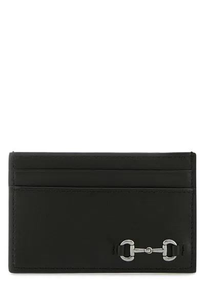 Gucci Black Leather Card Holder In Black