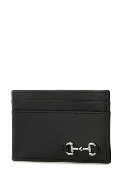 Gucci Black Leather Card Holder In Black