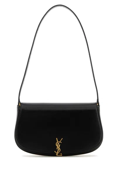 Saint Laurent Rectangular Leather Shoulder Bag Strap In Black