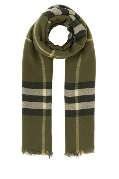 Burberry Embroidered Wool Scarf In Green