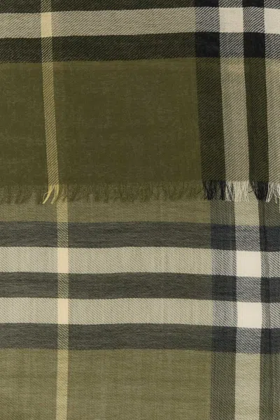 Burberry Embroidered Wool Scarf In Green