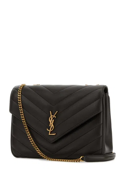 Saint Laurent Dark Brown Leather Large Lou Lou Shoulder Bag