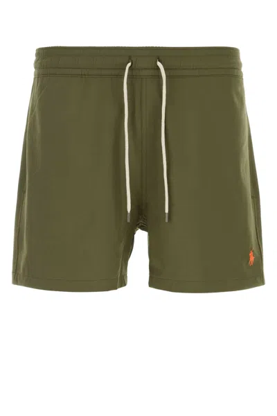 Polo Ralph Lauren Army Green Stretch Polyester Swimming Shorts In Green