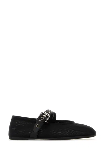 Miu Miu Black Mesh Ballerinas In Black
