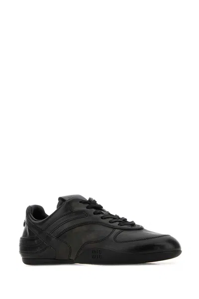 Miu Miu Black Leather Sneakers In Black