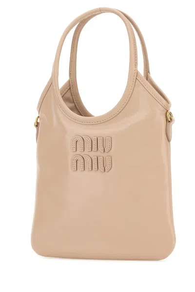 Miu Miu Powder Pink Leather Ivy Handbag In Neutral