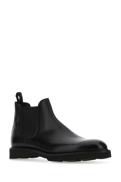 John Lobb Black Leather Lawry Ankle Boots In Black
