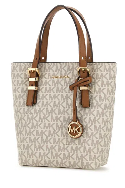 Michael Kors Quinn Handbag With Printed Canvas Design In Blue