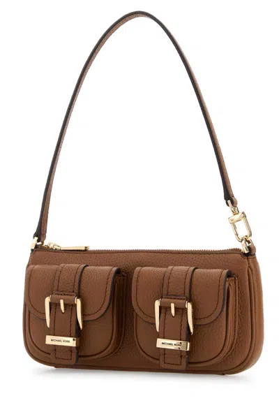 Michael Kors Caramel Leather Zoe Shoulder Bag In Brown