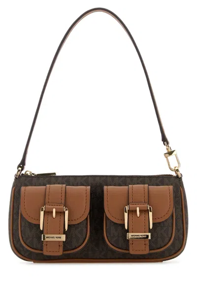 Michael Kors Printed Canvas Zoe Shoulder Bag In Brown