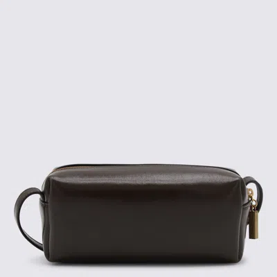 Khaite Dark Brown Leather Crossbody Bag In Brown