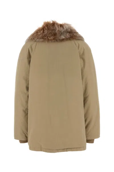 Prada Beige Cotton Down Jacket In Multi