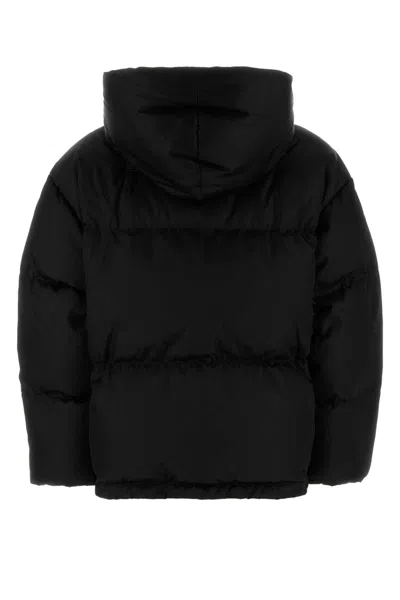 Prada Re-nylon Gabardine Hooded Down Jacket In Black