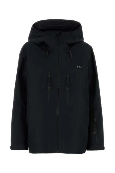 Prada Hooded Polyester Windbreaker Jacket Long Sleeves In Black