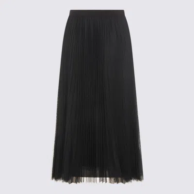 Fabiana Filippi Sheer Midi Skirt Pleats Elastic Waistband In Blue