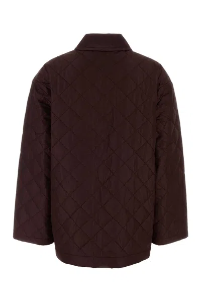 Prada Re Nylon Jacket Quilted Design Side Pockets In Brown