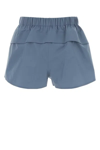 Prada Cerulean Blue Canvas Shorts In Blue