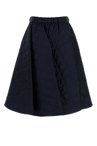 Prada Renylon Aline Skirt Quilted Texture Waistband In Blue