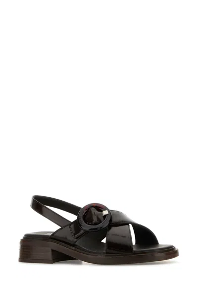 Prada Brused Leather Sandals In Black