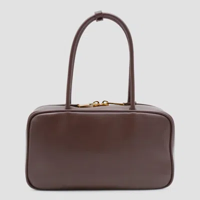 Miu Miu Dark Brown Leather Top Handle Bag In Brown