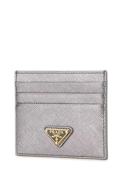 Prada Metallic Leather Cardholder Featuring Refined Design