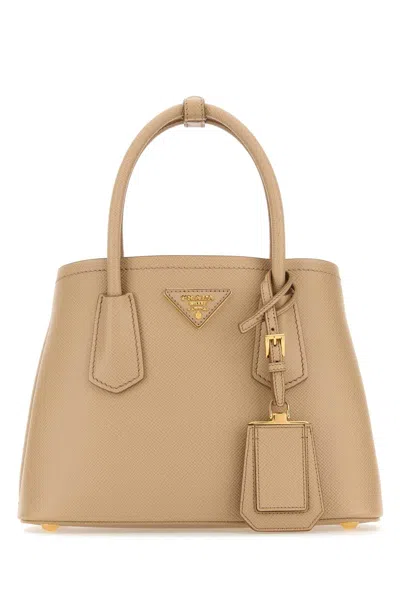 Prada Sand Leather Handbag In Sand